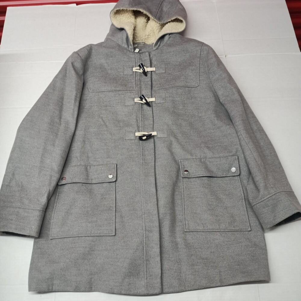 ASOS Skirted Duffle Coat‎ Swing Jacket Hooded Toggle Women's Plus Size 26 Gray